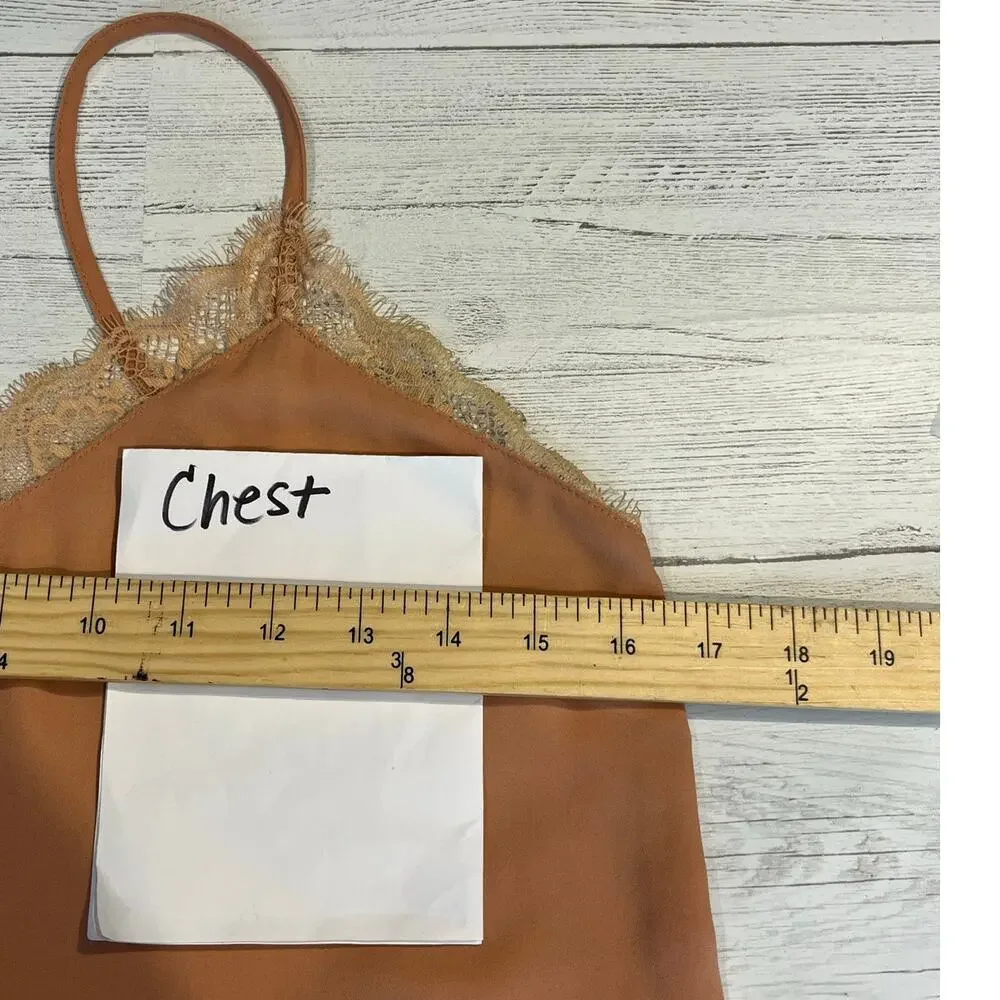 VTG Forever 21 small Y2K gold pink lace tank cami babydoll cottage bella elena - Picture 4 of 5